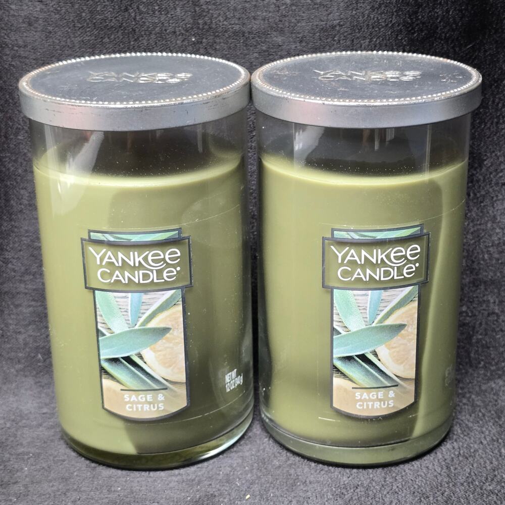 Yankee Candle Sage & Citrus Single Wick Medium Candle 12 oz Set of 2